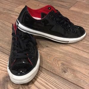 Black Patent leather converse all stars